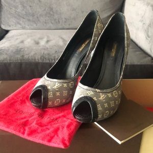 Authentic Louis Vuitton blue denim heels